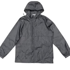 Team 365 Gray Hooded Rain Jacket Full Zip Windbreaker